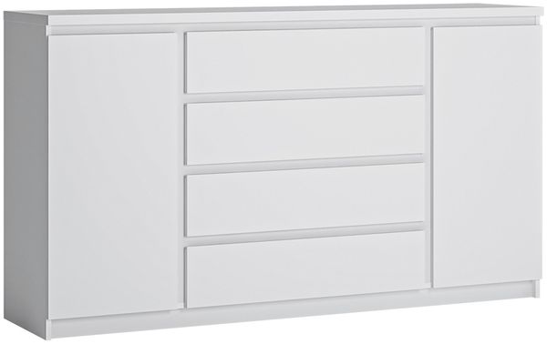 Sideboard 165,4cm in weiß mit 4 Schubladen und 1 Tür FORTALEZA-129, B/H/T ca. 165,4/92,9/40 cm