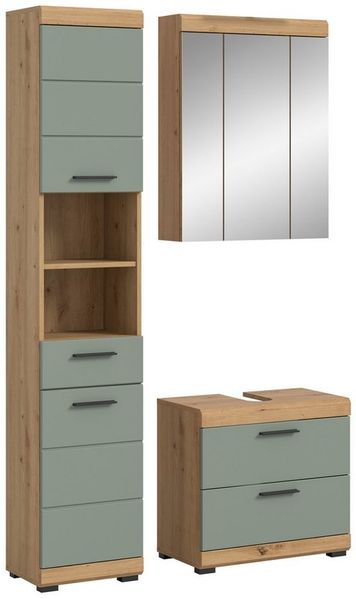 INOSIGN Badmöbel-Set Siena, 3 teilig, bestehend aus:, (Set), Hochschrank, Waschbeckenunterschrank, Spiegelschrank