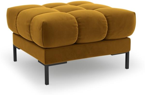 Micadoni Hocker Mamaia 1-Sitzer Samt Bluvel Gelb schwarze Beine Bild 1
