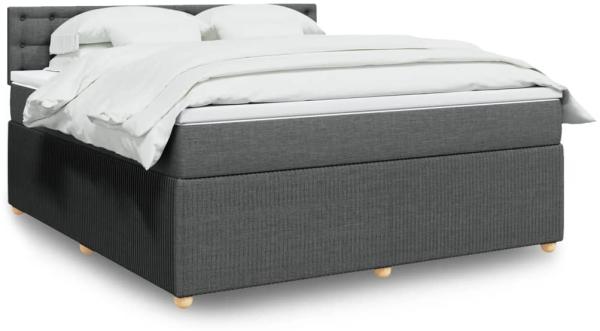 vidaXL Boxspringbett mit Matratze Dunkelgrau 180x200 cm Stoff 3289850