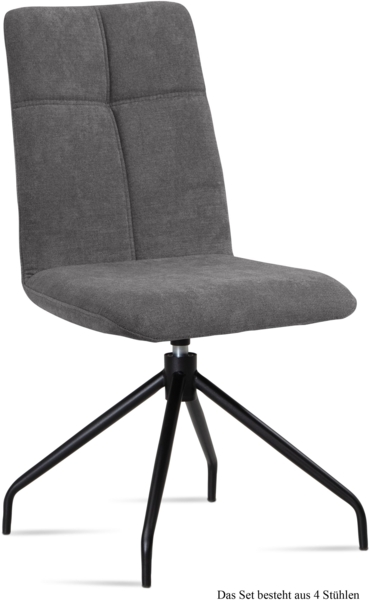 Esszimmerstuhl drehbar (4er-Set) Dniren 47x92x60 Schwarz/Grau
