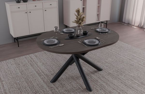 Oslo Esstisch Tisch oval 138x100 cm Wohnzimmer Esszimmer Modern Farbwahl Wisconsin Nußbaum, Artisan Eiche, Lindberg Eiche, Portland Esche Schwarz