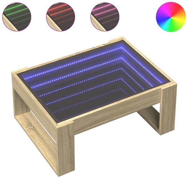 Couchtisch, Sofatisch mit Infinity-LED Sonoma-Eiche 70x53x30 cm