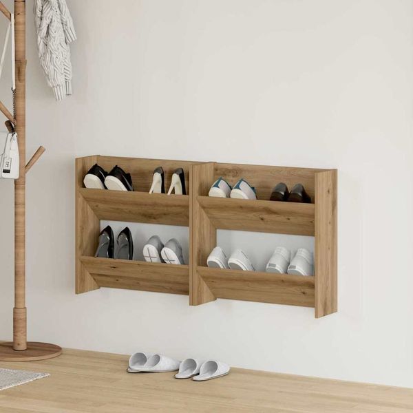 vidaXL Schuhschrank 2 pcs Artisan-Eiche 60 x 18 x 60 cm Holzwerkstoff 875143