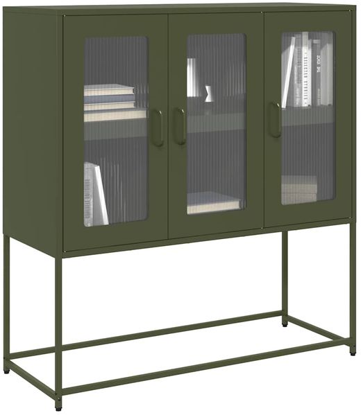 vidaXL Sideboard Olivgrün 100,5x39x107 cm Kaltgewalzter Stahl 853408