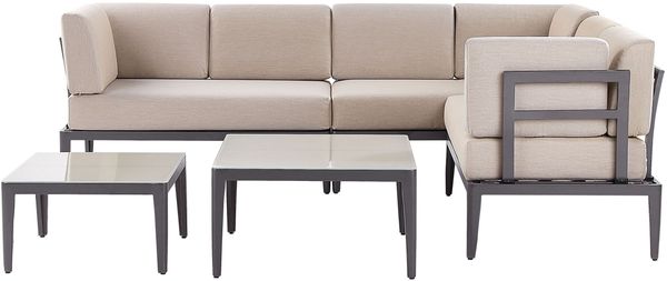 Ecksofa Lounge Set RIMA III Metall Beige