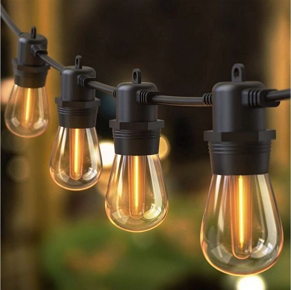 Quntis Lichterkette LED Lichterkette Outdoor 16/31m Balkonlampen Gartenlampen erweiterbare, Lichterketten mit Steckdosen für Balkon Party Halloween Weihnachtsdeko