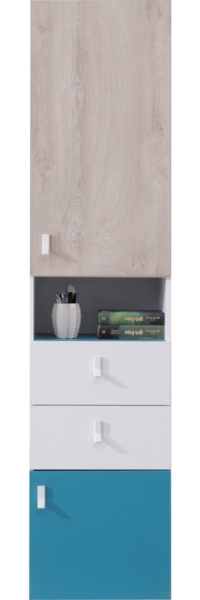 Regal Cinga 04 L / P (Farbe: Weiß / Eiche + Marineblau)