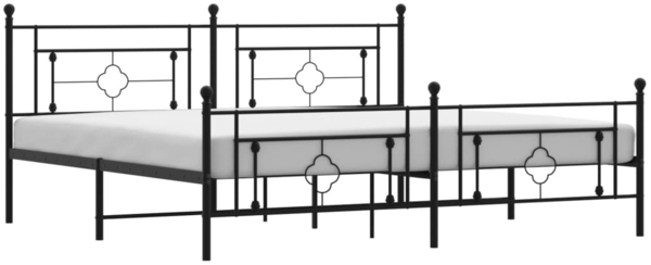 vidaXL Bettgestell mit Kopf- und Fußteil Metall Schwarz 193x203 cm 374363