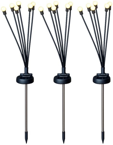 3x LED Solarleuchte, Metall schwarz, H 70 cm