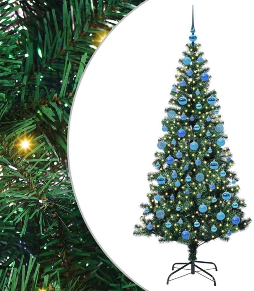 vidaXL Künstlicher vorbeleuchteter Weihnachtsbaum Grün 180 cm PVC 3397018