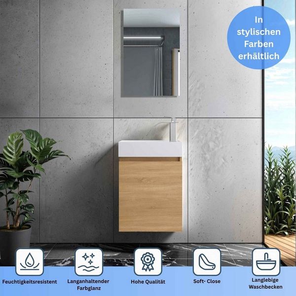 Faizee Home Badmöbel-Set Badmöbel 40 cm Badschrank Waschtisch Unterschrank Spiegel