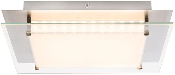 LED Deckenleuchte, nickel-matt, Glas, klar, dimmbar, L 50cm