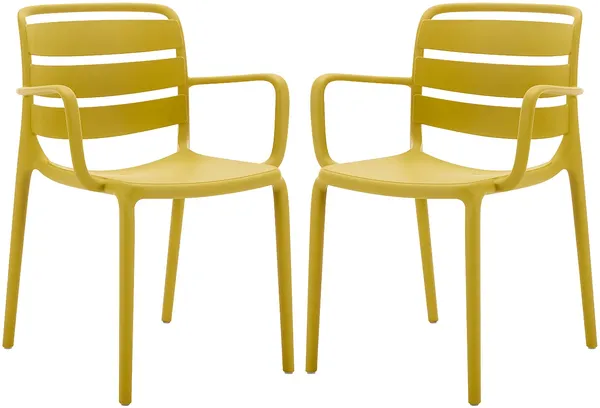 Vente-unique - MOAH Garden dining set Plastik Gelb - B 56,5 cm x H 81 cm x L 60 cm