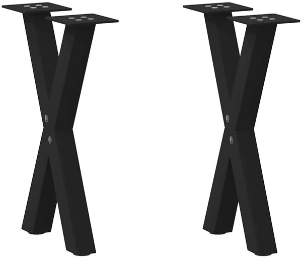 vidaXL Couchtischbeine X-Form 2 Stk. Schwarz 28x(42-43) cm Stahl 4012888
