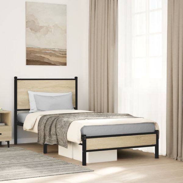 vidaXL Metallbett ohne Matratze Sonoma-Eiche 80x200 cm 4007859