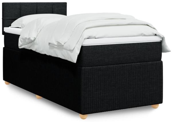 vidaXL Boxspringbett mit Matratze Schwarz 90x190 cm Stoff 3289613