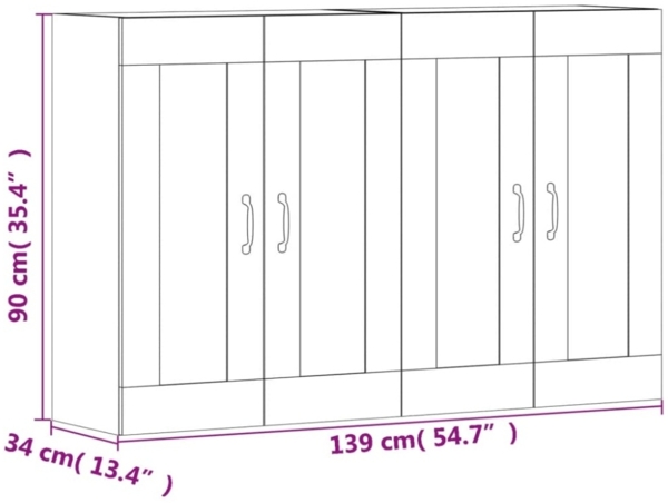 vidaXL Wandschränke 2 Stk. Braun Eichen-Optik Holzwerkstoff 3197912 Bild 2