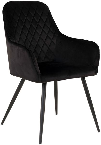 House Nordic Esszimmerstuhl, Samt, schwarz, schwarze Beine, HN1207 - 2er set