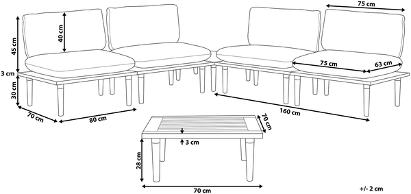 Lounge Set mit Tisch FRASCATI Zertifiziertes Akazienholz Hellgrau Bild 2