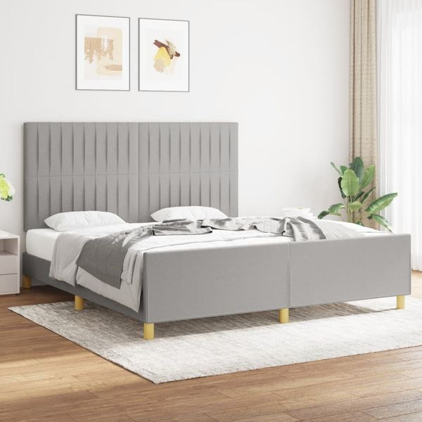 Bettgestell mit Kopfteil Hellgrau 180x200 cm Stoff [3125235]