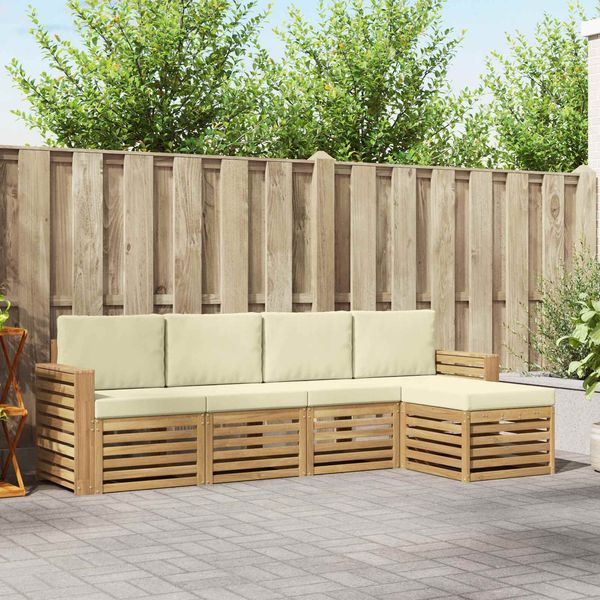 vidaXL Outdoor-Sofagarnitur 5 pcs Weiß und Creme 257 x 122,5 x 73 cm 3391680