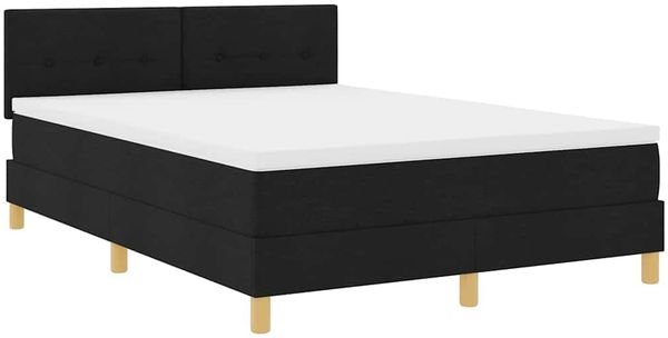 vidaXL LED Boxspringbett mit Matratze Schwarz 140x190 cm Stoff 3342438