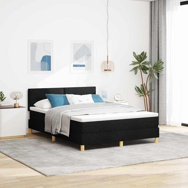 vidaXL LED Boxspringbett mit Kopfteil Schwarz 140 x 190 cm Stoff 3342438