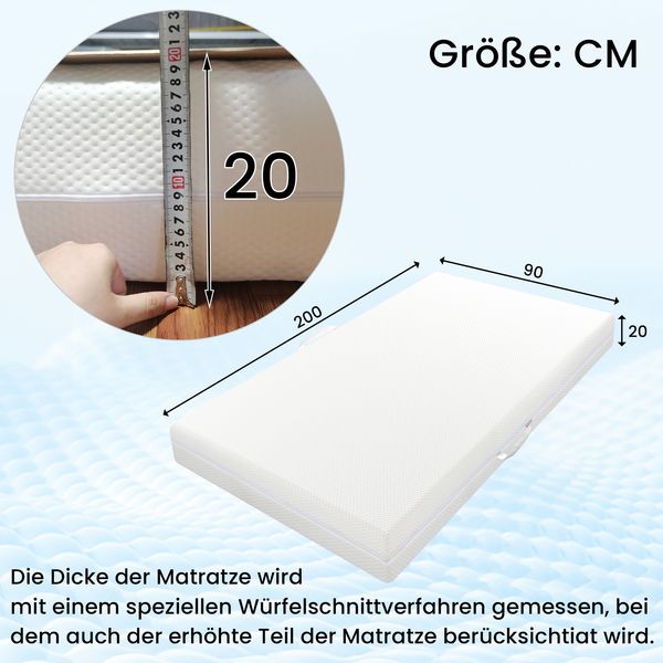 Kaltschaummatratze 90x200 cm in Weiß mit 7-Zonen-Komfortschaum H2/H3