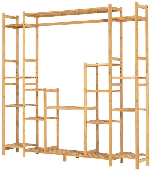 COSTWAY Pflanzentreppe, mit 9 Ebenen & Hängegestell, aus Bambus 167x30x166cm