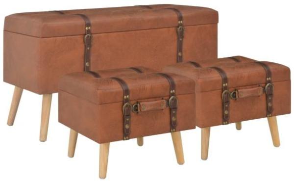 vidaXL Hocker mit Stauraum 3 Stk. Hellbraun Kunstleder 247532