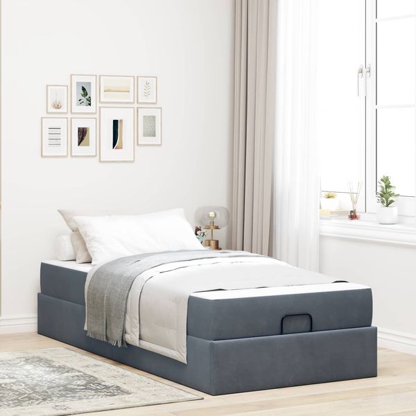 vidaXL Bettgestell mit Matratze 2 pcs Dunkelgrau Samt 3399541