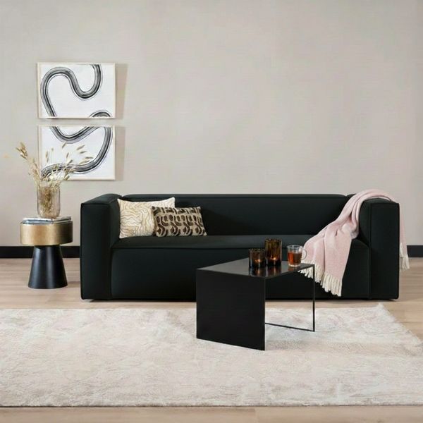 Bronx71 Samt Sofa Memphis 3-Sitzers schwarz