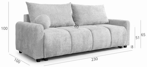 Sofa 3-Sitzer mit Schlaffunktion GIANA Stoff Soft Beige Bild 6