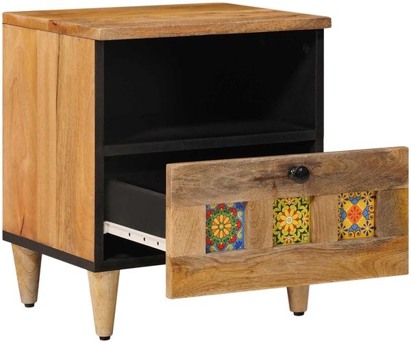 vidaXL Nachttisch 2 pcs Natur 40 x 33 x 46 cm Massivholz Mango 4018267 Bild 2