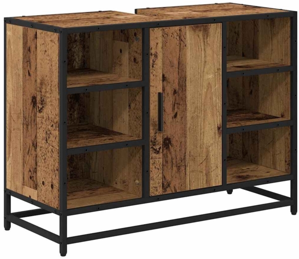 vidaXL Badezimmerschrank mit Tür Altholz 80 x 33 x 60 cm Holzwerkstoff 883637