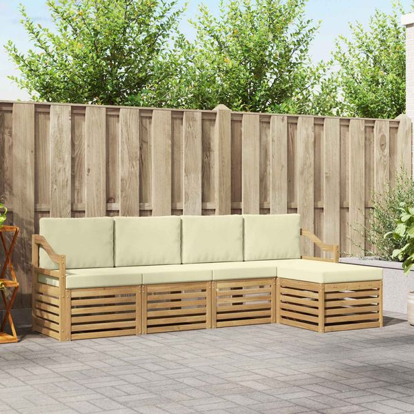 vidaXL Outdoor-Sofagarnitur 5 pcs Weiß und Creme 245 x 122,5 x 73 cm 3391690