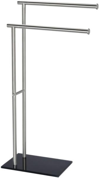 WENKO LIMA Handtuchhalter, Chrom/Schwarz, mit 2 Armen, Edelstahl rostfrei, stehend