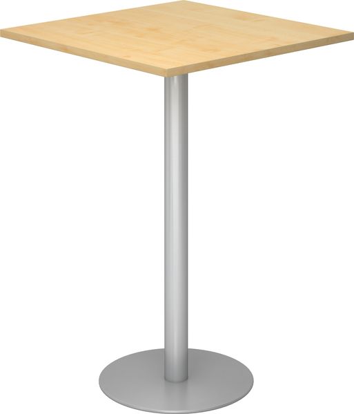 bümö Stehtisch Büro, Bistrotisch eckig 80 x 80 cm - Bartisch Asteiche, Stehtisch Holz-Platte, Säule aus Metall verchromt, Buffettisch, Säulentisch, Partytisch, Thekentisch, Hochtisch, Barmöbel, STH88-R-C Bild 10