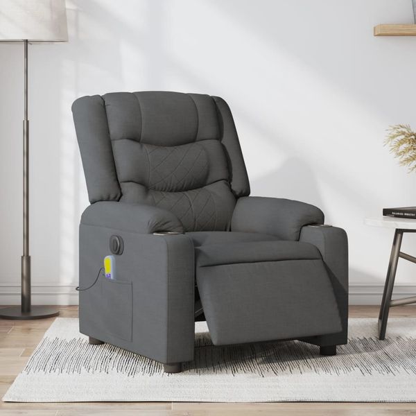 vidaXL Massagesessel Elektrisch Dunkelgrau Stoff 3206571