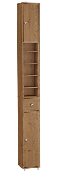 SoBuy BZR34-II-PF Badezimmer-Hochschrank, Spanplatte, Melamin, Hellbraun, 20 x 180 x 20 cm