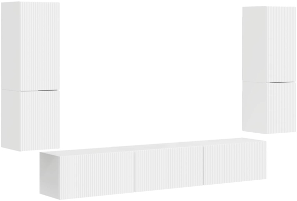vidaXL TV-Schrankset Wandmontiert 4 pcs Hochglanz Weiß Holzwerkstoff 3409046