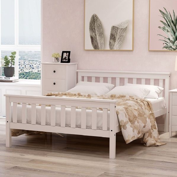 Bett 140x200 cm aus Kiefernholz mit Stauraum – minimalistisches, stabiles Massivholzbett