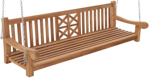 Schaukelbank TABEL - Holz Teak 220x70x61 cm | Hängebank Gartenschaukel Zum Aufhängen Veranda-Schaukel