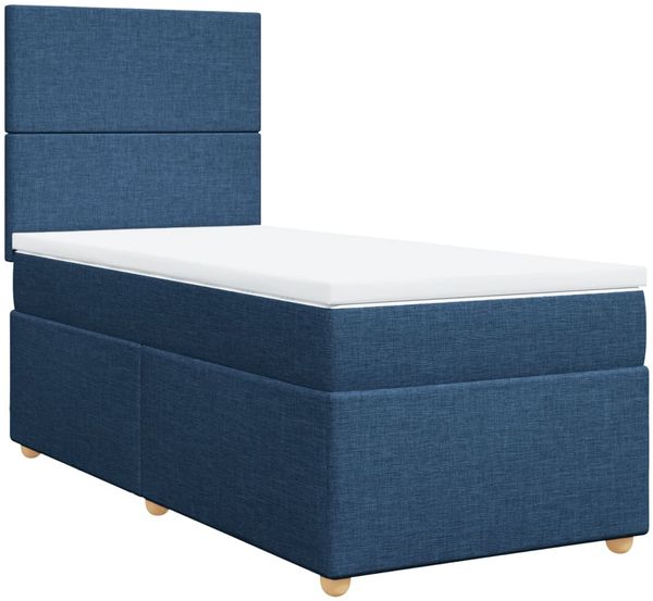 vidaXL Boxspringbett mit Matratze Blau 100x200 cm Stoff 3293490 Bild 3