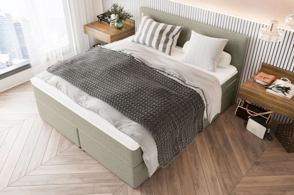 99rooms 'Phönix' Boxspringbett, Beige, 140x200 cm, Webstoff MALMO_NEW