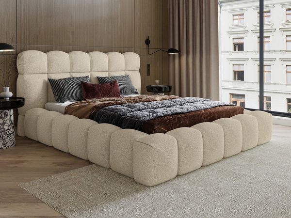 wonello Polsterbett Mira XL 3 (das Original), Bett mit Bettkasten und Lattenrost – eleganter Boucle-Stoff