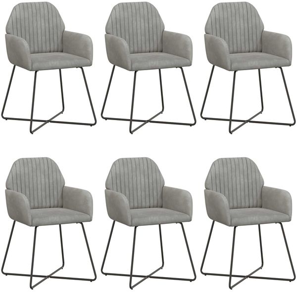 vidaXL Esszimmerstühle 6 pcs Samt (V) Hellgrau 55 x 50 x 84 cm 3428383