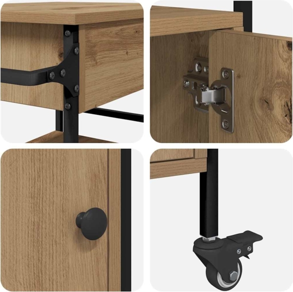 vidaXL Küchentrolley Artisan Eiche und Schwarz 56 x 43 x 89.5 cm 871667 Bild 9