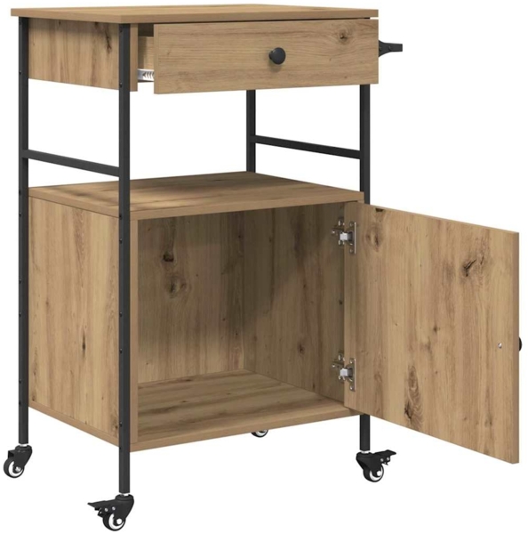 vidaXL Küchentrolley Artisan Eiche und Schwarz 56 x 43 x 89.5 cm 871667 Bild 4